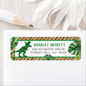 Drie-Rex Dinosaur 3rd Birthday Etiket (Insitu)