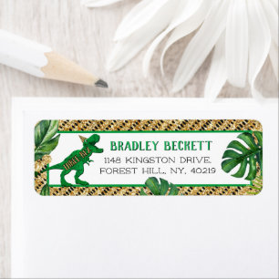 Drie-Rex Dinosaur 3rd Birthday Etiket