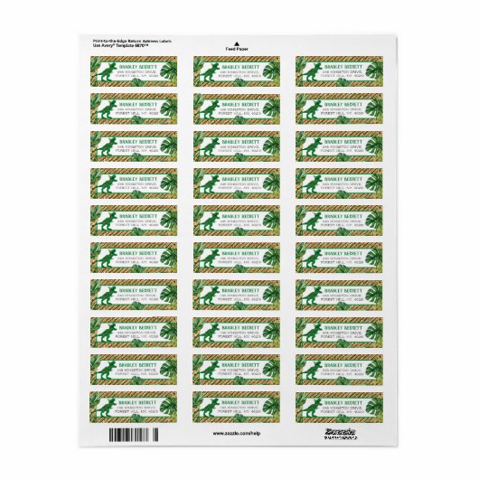 Drie-Rex Dinosaur 3rd Birthday Etiket (Full Sheet)