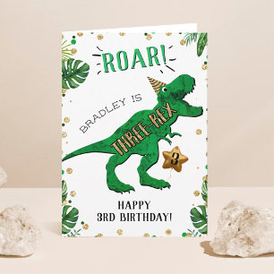 Drie-Rex Dinosaur 3rd Birthday Kaart