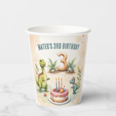 Drie-Rex Dinosaur 3rd Birthday Papieren Bekers (Achterkant)