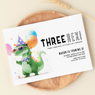 Drie Rex Dinosaur Birthday Kaart