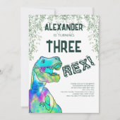 Drie Rex Dinosaur Birthday Party Kaart (Voorkant)
