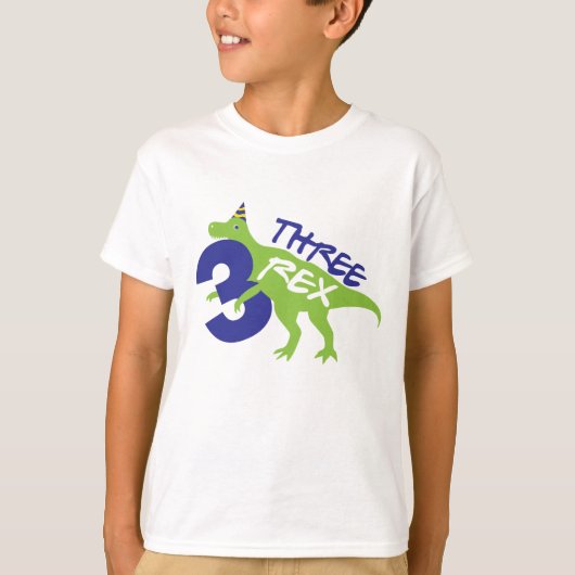Drie Rex Dinosaur Birthday T-shirt (Voorkant)