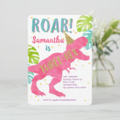 Drie-rex, Dinosaur, Meisje, Derde verjaardag Kaart (Staand voorkant)