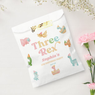 Drie Rex Dinosaurus 3e Derde Verjaardagsfeest Bedankzakje