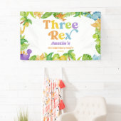 Drie Rex Dinosaurus Derde 3e Verjaardagsfeest Spandoek (Insitu)