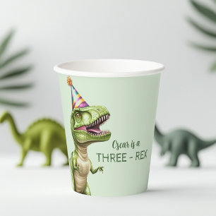 Drie-Rex Dinosaurus Verjaardag Papier Cup Green Papieren Bekers