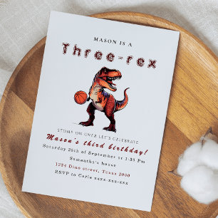 Drie-Rex dinosaurus verjaardag uitnodiging