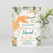 Drie-Rex Dinosaurus Verjaardagsfeest, Dino T-Rex Kaart (Staand voorkant)