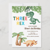 Drie-rex Dinosaurus Verjaardagsfeest Kaart (Voorkant)
