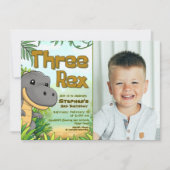 Drie Rex Jongen 3e Verjaardag met Foto Kaart (Voorkant)
