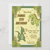 Drie Rex Kinder Dinosaurus 3e Verjaardagsfeest Kaart (Voorkant)