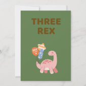 Drie Rex Kinder Dinosaurus 3e Verjaardagsfeest Kaart (Achterkant)