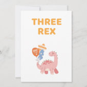 Drie Rex Kinder Dinosaurus 3e Verjaardagsfeest Kaart (Achterkant)