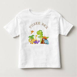 Drie Rex Kinder Dinosaurus 3e Verjaardagsfeest Kinder Shirts