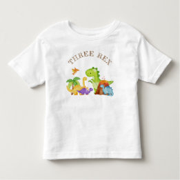 Drie Rex Kinder Dinosaurus 3e Verjaardagsfeest Shirts