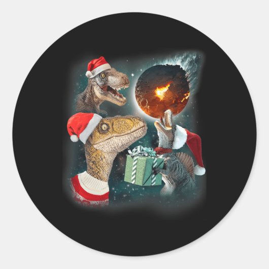 Drie Rex Maan 3 Dinos Huilend Rare Vervloekte Chri Ronde Sticker (Voorkant)
