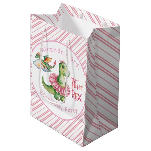 Drie Rex meisje verjaardagsfeestje Medium Cadeauzakje (Voorkant Gekanteld)