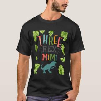 Drie Rex Mimi Granny 3e verjaardagsfeestje T Rex D T-shirt