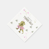 Drie Rex & Pink Tutu Dinosaurus Verjaardagsfeest Servet (Hoek)