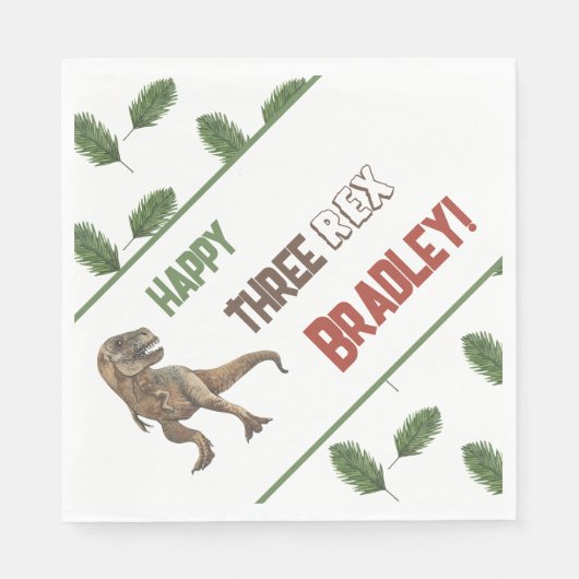 Drie Rex Verjaardag Waterverf Servet (Voorkant)