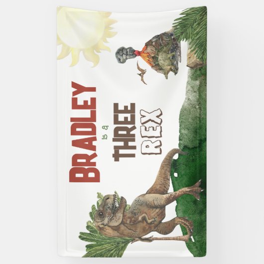 Drie Rex Verjaardag Waterverf Spandoek (Verticaal)