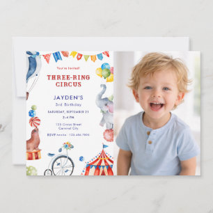 Drie Ring Circus 3e Verjaardags Kermis Foto Kaart