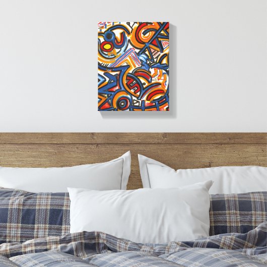Drie ringcircus-Abstracte kunst met de hand geschi Canvas Afdruk (Insitu (Slaapkamer))