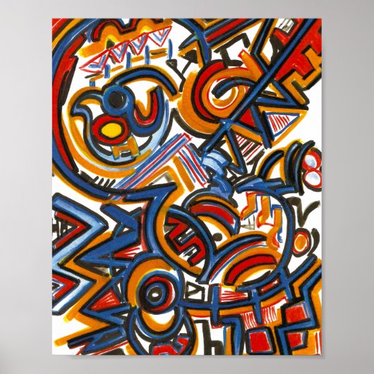 Drie ringcirkels - Abstract kunsthaar gekleurd Poster (Voorkant)