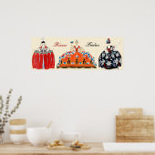 DRIE ROCOLADIES, BEAUTY, MODE KOSTUMONTWERP POSTER (Keuken)