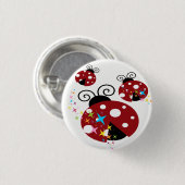 Drie rode en zwarte ladybug met sterren ronde button 3,2 cm (Voorkant /achterkant)