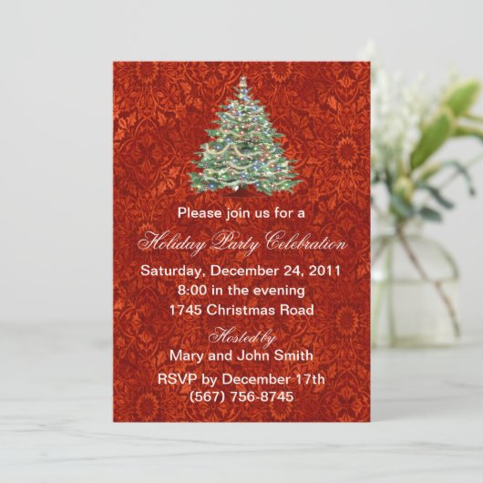 Drie rode feestdagen uitnodigingen (Staand voorkant)