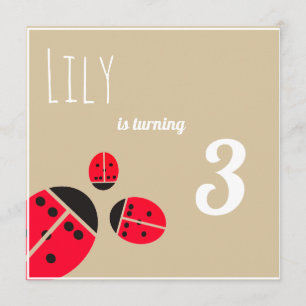 Drie rode ladybugs - verjaardagsfeest kaart
