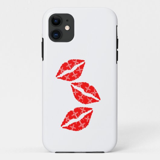 Drie rode lippenstift kussen met wit patroon cadea Case-Mate iPhone case (Achterkant)