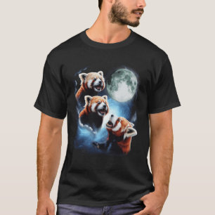 Drie rode panda maan huilend parodie drie wolf maa t-shirt