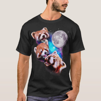 Drie rode panda's huilen bij de maan t-shirt