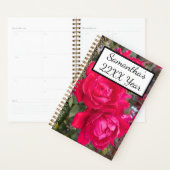 Drie Rode Rose Bloem Aangepaste Tekst Planner (Display)