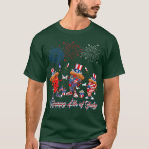 Drie rode witte pizzas en Blue Pizza Fireworks 4t T-shirt