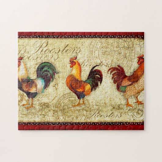 Drie Roosters Legpuzzel (Horizontaal)