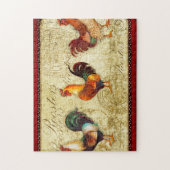 Drie Roosters Legpuzzel (Verticaal)