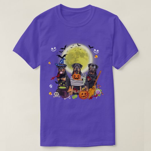 Drie rottweiler Halloween T-shirt (Design voorkant)
