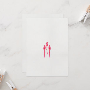 Drie roze bloemen met een zwarte achtergrond kaart