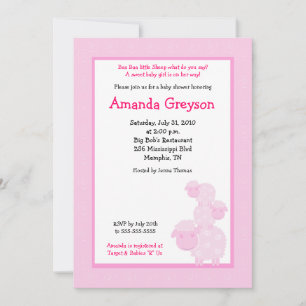 Drie Roze Boerderij 5x7 Baby shower Uitnodiging