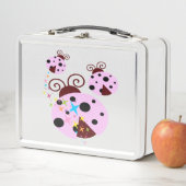 Drie roze en zwarte ladybug met sterren (In situ)