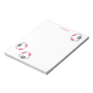 drie roze grijs voetballen meisjes naam notitieblok