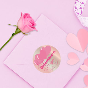 drie roze harten blij met Valentijnsdag Ronde Sticker