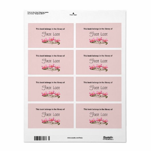 Drie Roze Poppies Border Bookplate Etiket (Full Sheet)