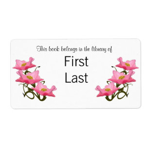 Drie roze Poppies Borders Bookplate Etiket