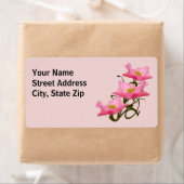 Drie  Roze Poppy Flowers Border Etiket (Insitu)